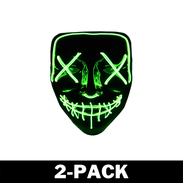 The Purge El Wire Halloween LED Mask Svart (Grön) 2-Pack