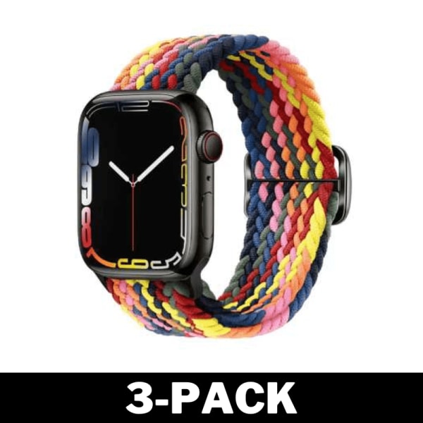 Flätat Armband för Apple Watch 38/40/41 mm Färgglad M 3-Pack