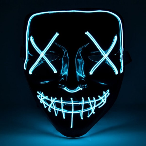 The Purge El Wire Halloween LED Mask Svart (Turkos) 3-Pack