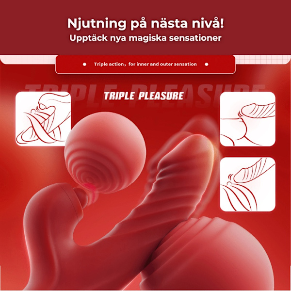 Kraftfull Rabbitvibrator / Dildo för Maximal Njutning Röd Default Title
