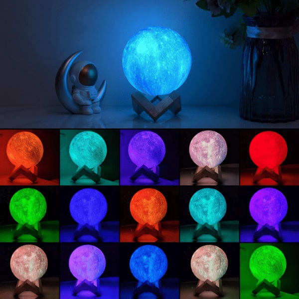 Månlampa med 16 LED Färger och Fjärrkontroll 8 cm 1-Pack