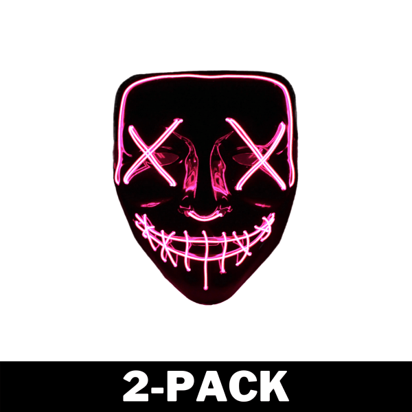 The Purge El Wire Halloween LED Mask Svart (Rosa) 2-Pack