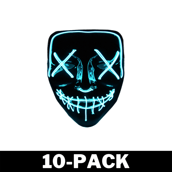 The Purge El Wire Halloween LED Mask Svart (Turkos) 10-Pack