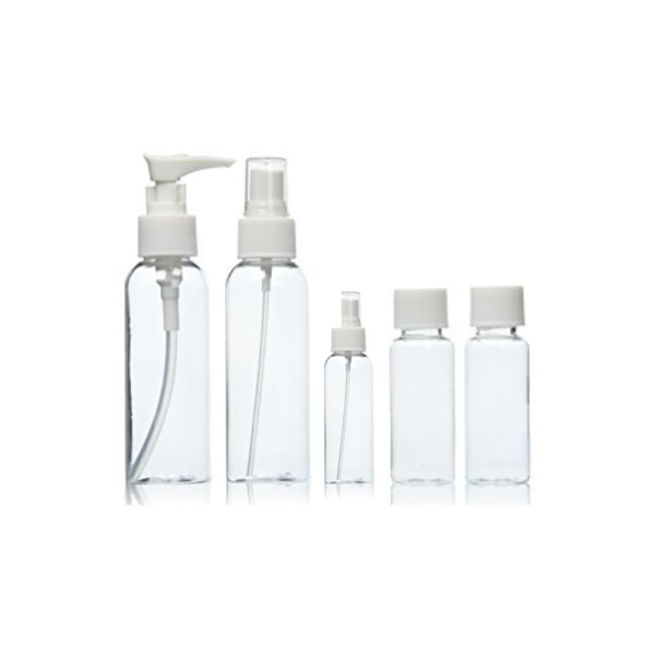 Praktiskt Resekit med 5 Behållare / Flaskor - Transparent 1-Pack