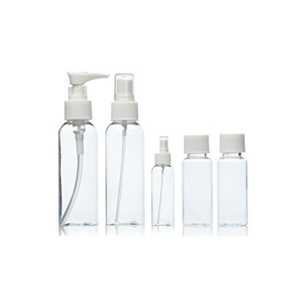 Praktiskt Resekit med 5 Behållare / Flaskor - Transparent 2-Pack