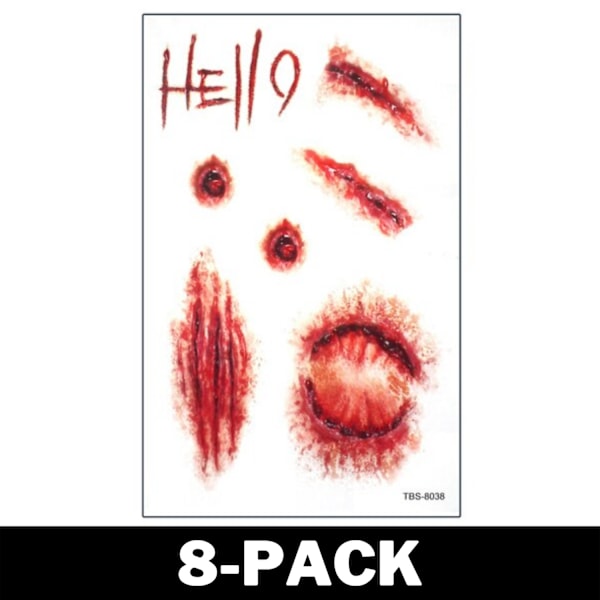 Halloween Tatuering Öppna Sår 8-Pack
