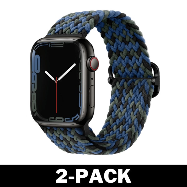 Flätat Armband för Apple Watch 42/44/45 mm Blågrön Mix M 2-Pack