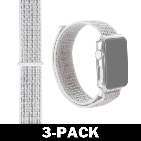Apple Watch 38mm / 40mm Nylonarmband Vit 3-Pack