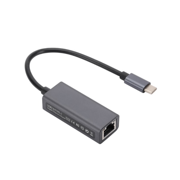 Snabb USB-C till Ethernet Adapter - 1000 Mbps Svart (1 gbit/s)