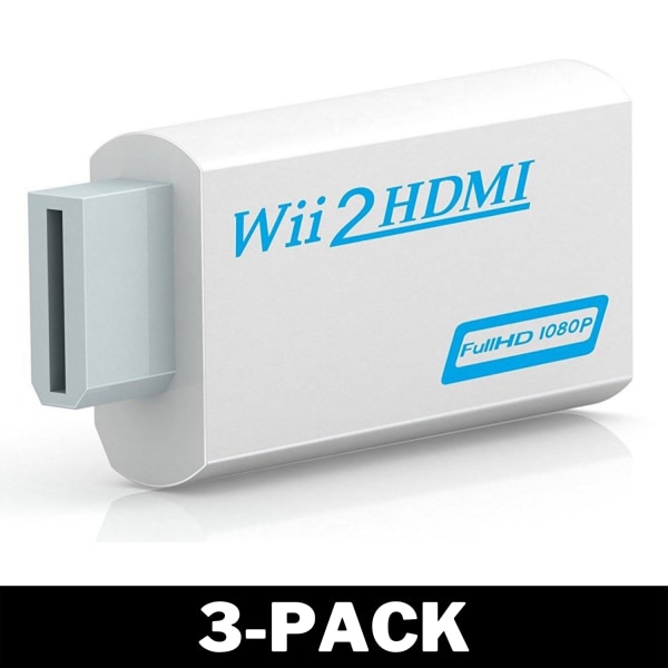 Wii till HDMI-adapter, 1080p Full-HD Nintendo 3-Pack