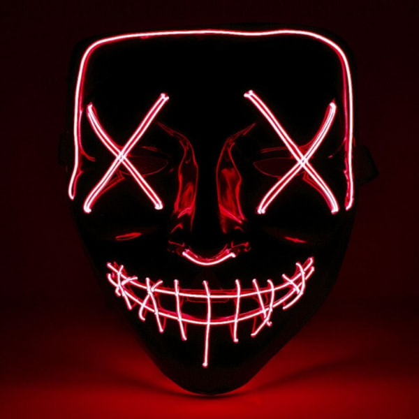 The Purge El Wire Halloween LED Mask Svart (Röd)