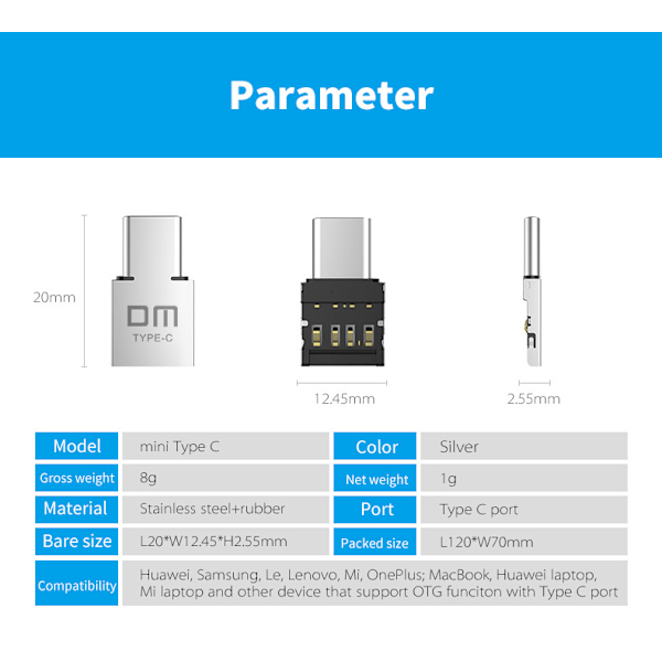 USB-C Till USB Adapter Liten Supernabb Överföring