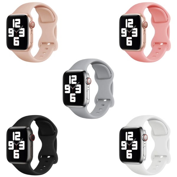 Armband i Silikon för Apple Watch 42/44/45 mm Rose S 3-Pack