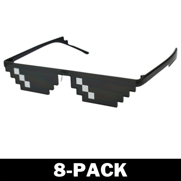 Svarta Thug Life Glasögon Meme Solglasögon Pixel 16bit Svart 8-Pack
