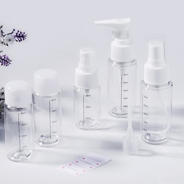 Praktiskt Resekit med 5 Behållare / Flaskor - Transparent 2-Pack