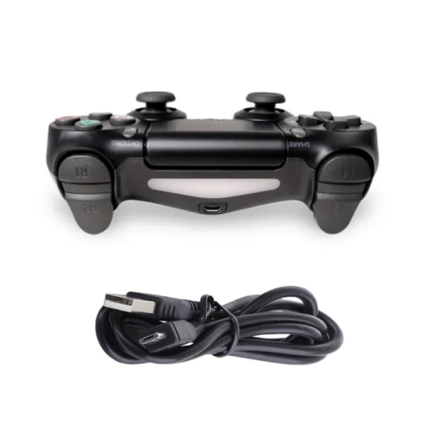 PS4 Handkontroll - Playstation 4 Kontroll med Kabel Svart