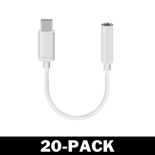 USB-C till AUX Adapter Företagspaket med Mängdrabatt 20-Pack
