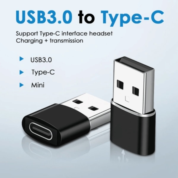 Mini Adapter USB-C till USB 3.0 - Svart 5-Pack