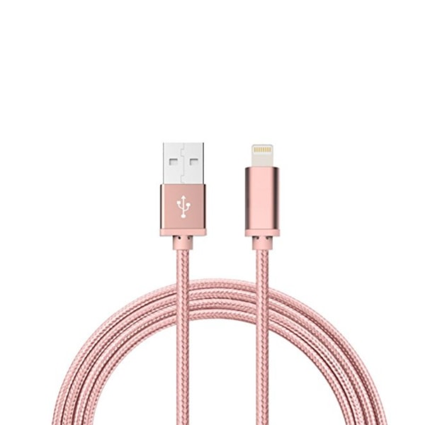 1M Kabel iPhone Laddare Nylon Quick Charge Rosé Guld 5-Pack