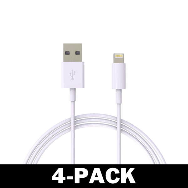 1M Lightning Snabb Laddare Kabel Till iPhone Vit iOS15 4-Pack