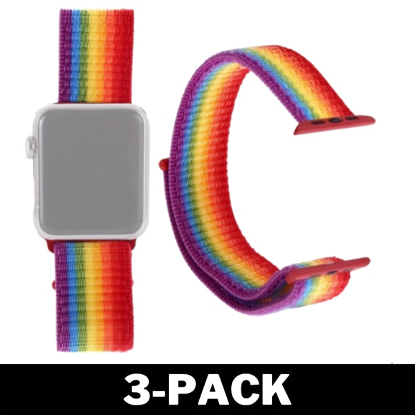 Apple Watch 42mm / 44mm Nylonarmband Pride / Regnbåge 3-Pack