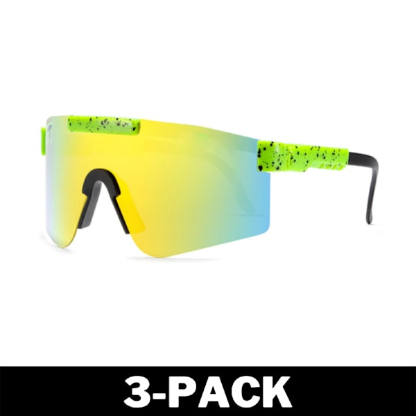 Polariserade Sportsolglasögon Unisex Ljusgrön 3-Pack