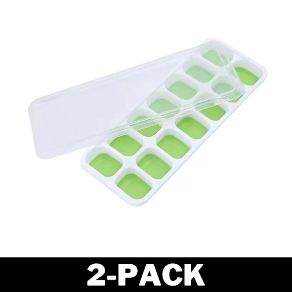 Ice Cube Tray - 14 Isbitar - Grön / Vit 2-Pack