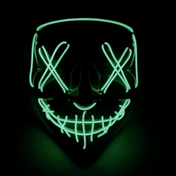 The Purge El Wire Halloween LED Mask Svart (Mörkgrön) Default Title