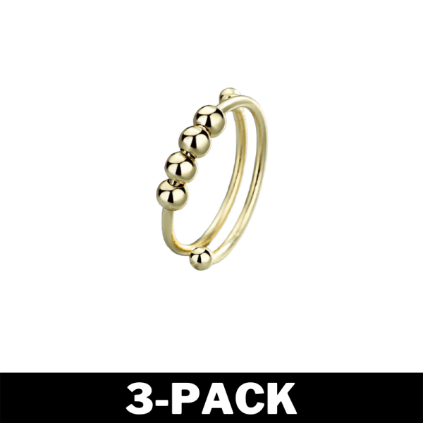 Coil Ring - Anti Stress Ring med Roterande Pärlor Guld 3-Pack