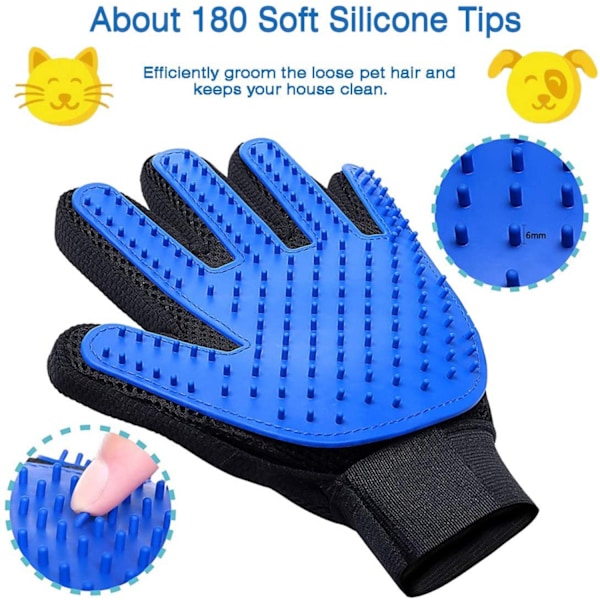 Pälshandske Ta bort Katt och Hundhår Höger Blå 2-Pack