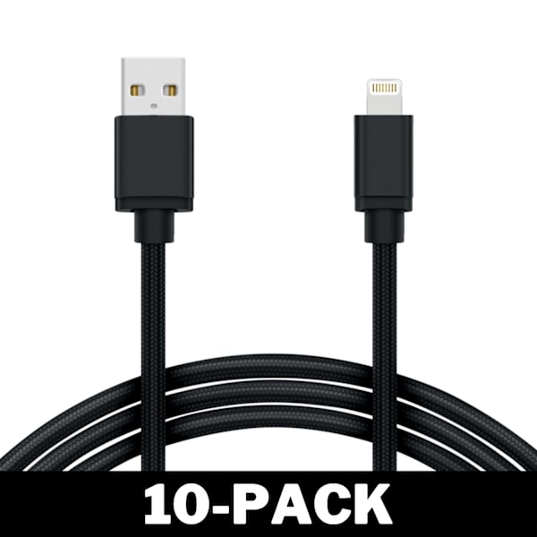 3M Kabel iPhone Laddare Nylon Quick Charge Svart 10-Pack