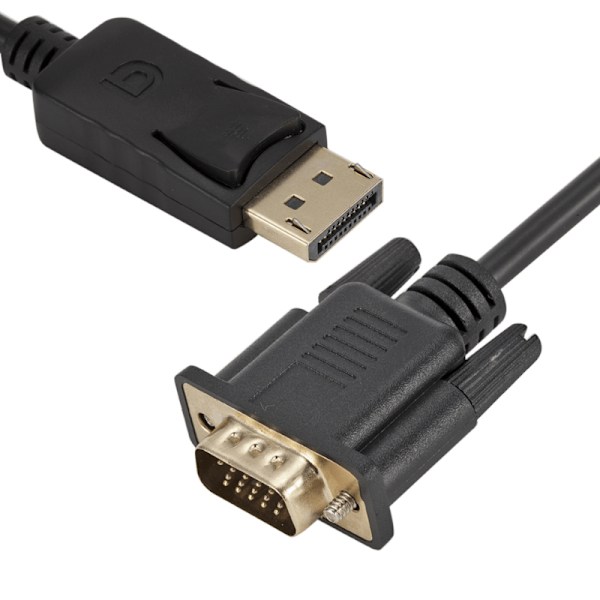 Högkvalitativ DisplayPort till VGA Kabel 1.8 Meter Svart