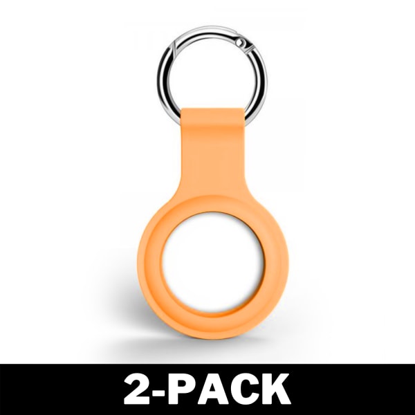 Airtag Apple Skal Silikon Med Nyckelring Orange 2-Pack