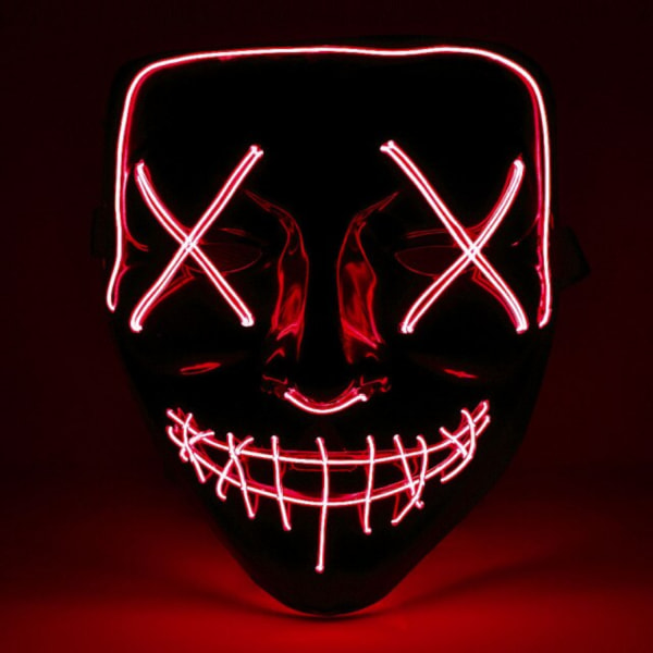 The Purge El Wire Halloween LED Mask Flera Färger Röd