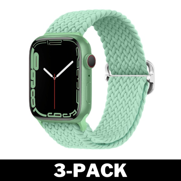 Flätat Armband för Apple Watch 38/40/41 mm Mintgrön M 3-Pack