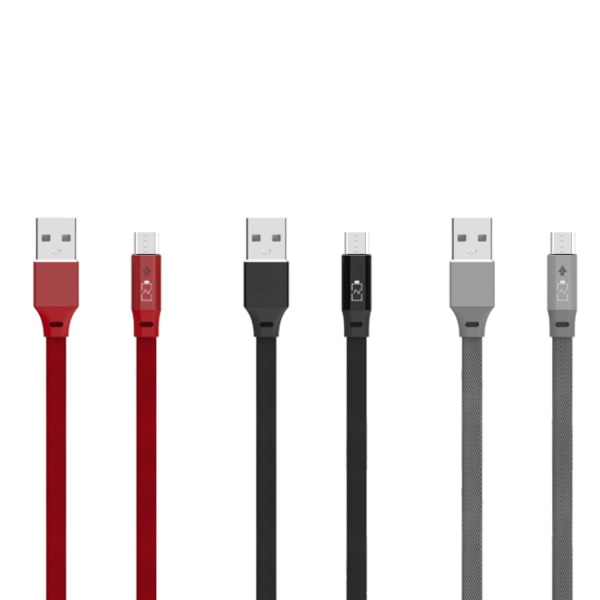 Quick Charge Kabel Micro-USB Laddkabel Indikator 1M Grå 1-Pack