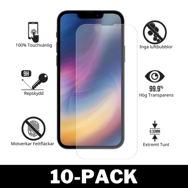 Skärmskydd för iPhone X / Xs Härdat Glas 10-Pack