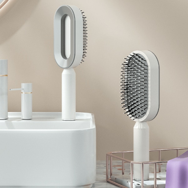 Hårborste + Hållare med Lyxig Design Vit 2-Pack
