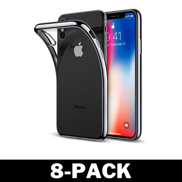 Genomskinligt Skal iPhone X/Xs Max Transparent TPU 8-Pack