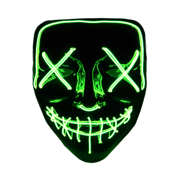 The Purge El Wire Halloween LED Mask Flera Färger Grön