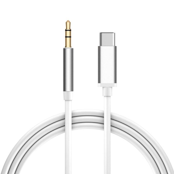 1M USB-C till AUX 3.5mm Kabel Adapter Bil Silver