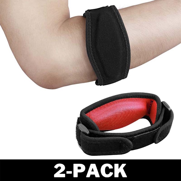 Tennisarmbåge Skyddsarmband för Ömmande Armbåge Röd 2-Pack