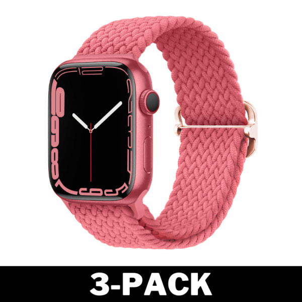Flätat Armband för Apple Watch 38/40/41 mm Rosa M 3-Pack