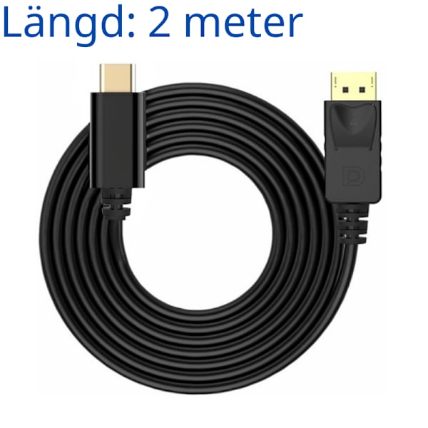 2 Meter USB-C till DisplayPort Kabel Svart 2-Pack