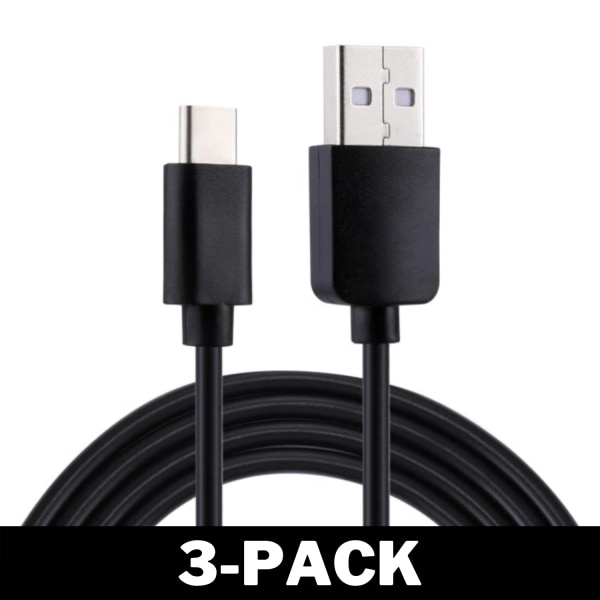 PS5 Playstation 5 Laddkabel Handkontroll USB-C 1.2M Svart 3-Pack