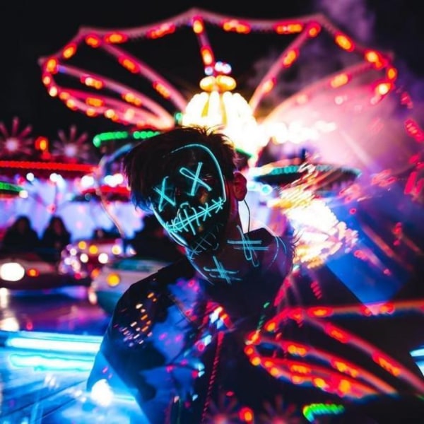 The Purge El Wire Halloween LED Mask Svart (Röd)