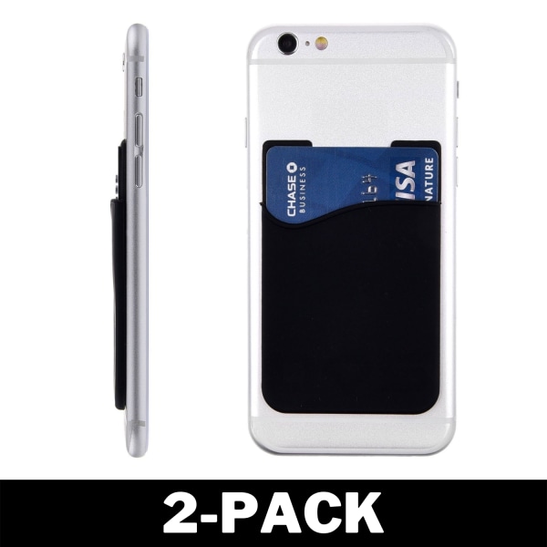 Universal Mobil plånbok/korthållare - Självhäftande Svart 2-Pack