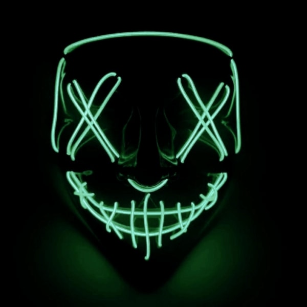 The Purge El Wire Halloween LED Mask Svart (Mörkgrön)