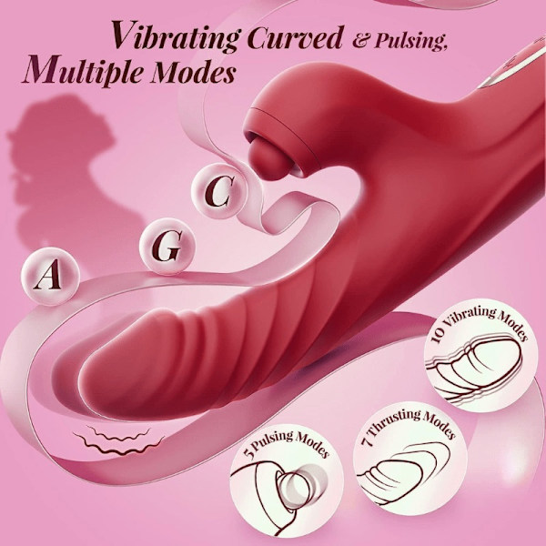 Kraftfull Rabbitvibrator / Dildo för Maximal Njutning Röd Default Title