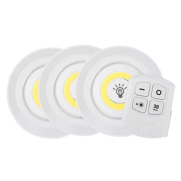 3-Pack Självhäftande LED Spotlights med Fjärrkontroll 3-Pack